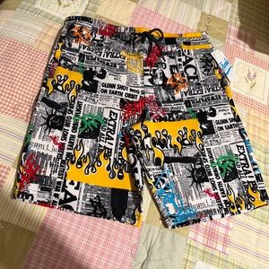 Colorful Graphic Print Shorts Mens Size‎ L